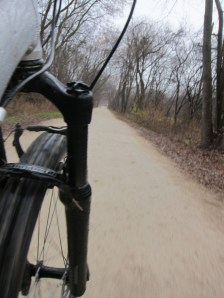A mountain bike will stay on the trail if you make it do that. But it really wants to go elsewhere. 