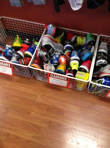 A bin of Martian-made running shoes shows the diversity of products these other-earthly beings have made. 