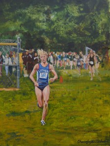 This painting by Christopher Cudworth of Johanna Olson, Luther College distance runner, will be given to her family during a fund raising event in Arizona. Click to view. 