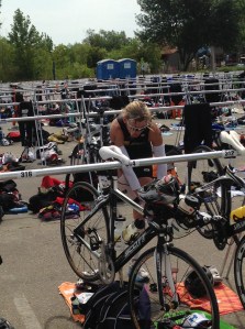 Competitor Susan Astra of Batavia, Illinois works through the transition zone
