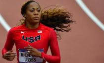 The long locks of Sanya Richards-Ross trail behind her in the sprints.