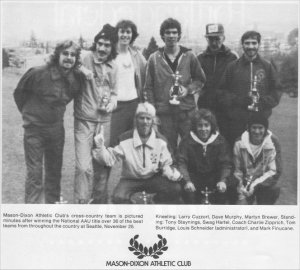 A clipping from winning the team National Cross Country Championship with Mason-Dixon/Victory Athletic Club.