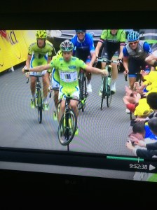 Peter Sagan defying the seriousness of the Tour de France. 