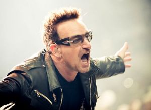 Bono exhibits all the enthusiasm of a Disney character. We wish him a full recovery from injuries suffered in a biking accident. 