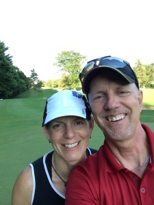 Sue and Chris on golf course