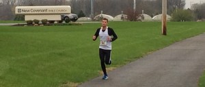The race leader at the eight mile point. He ran 1:17. 