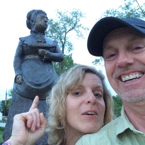 That's Sue telling me not to turn into a statue on the brick. 